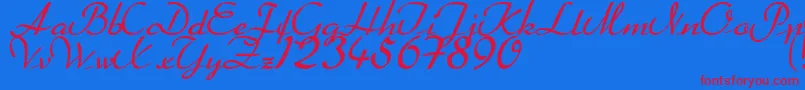 Heather Font – Red Fonts on Blue Background