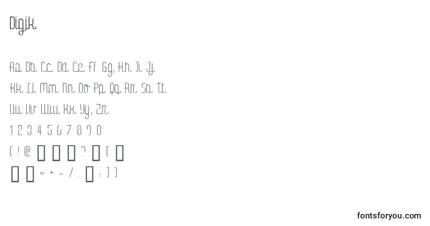 Шрифт Digik – алфавит, цифры, специальные символы