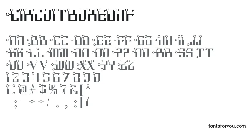 A fonte Circuitborednf (95236) – alfabeto, números, caracteres especiais