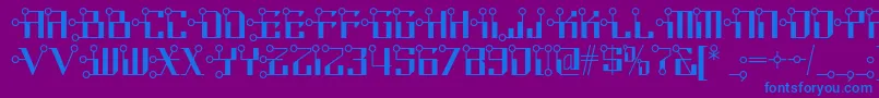 Circuitborednf-fontti – siniset fontit violetilla taustalla