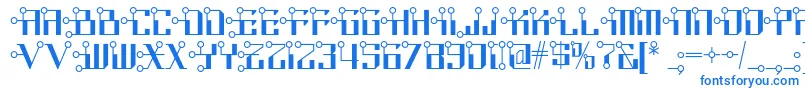 Fonte Circuitborednf – fontes azuis em um fundo branco