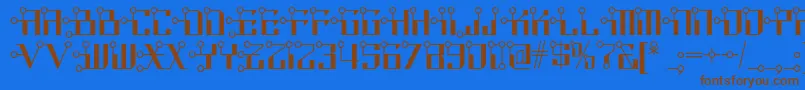 Circuitborednf Font – Brown Fonts on Blue Background
