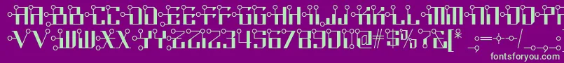 フォントCircuitborednf – 紫の背景に緑のフォント