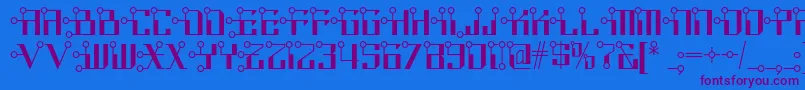 フォントCircuitborednf – 紫色のフォント、青い背景