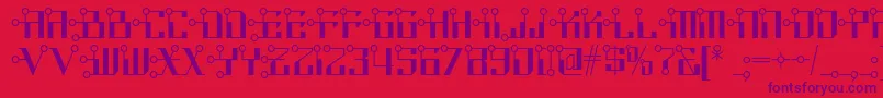 Czcionka Circuitborednf – fioletowe czcionki na czerwonym tle