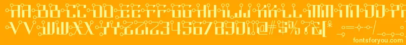 Circuitborednf Font – Yellow Fonts on Orange Background