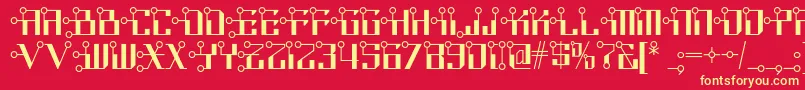 Шрифт Circuitborednf – жёлтые шрифты на красном фоне