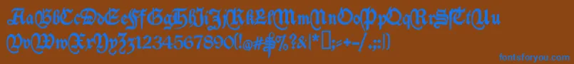 Deutschische-Schriftart – Blaue Schriften auf braunem Hintergrund