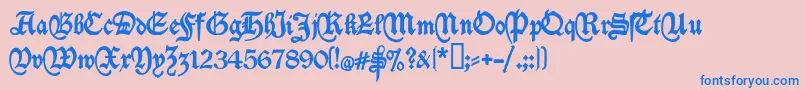 Deutschische-Schriftart – Blaue Schriften auf rosa Hintergrund