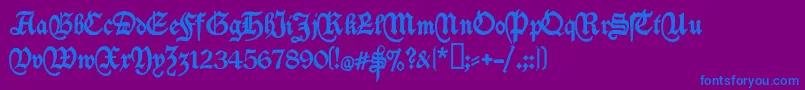 Deutschische-Schriftart – Blaue Schriften auf violettem Hintergrund