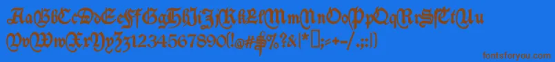 Weitere Informationen zur Deutschische-Schriftart Deutschische-Schriftart – Braune Schriften auf blauem Hintergrund