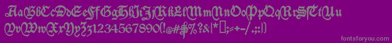 Deutschische-fontti – harmaat kirjasimet violetilla taustalla