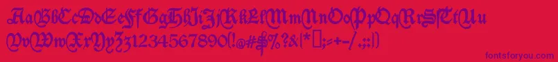 フォントDeutschische – 赤い背景に紫のフォント