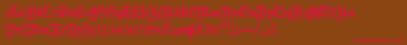 Deutschische-Schriftart – Rote Schriften auf braunem Hintergrund