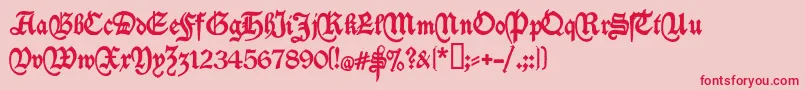 Deutschische-Schriftart – Rote Schriften auf rosa Hintergrund