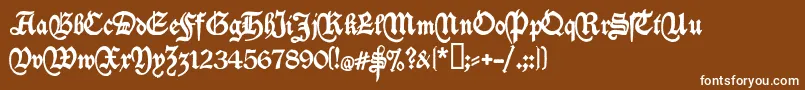Czcionka Deutschische – białe czcionki na brązowym tle