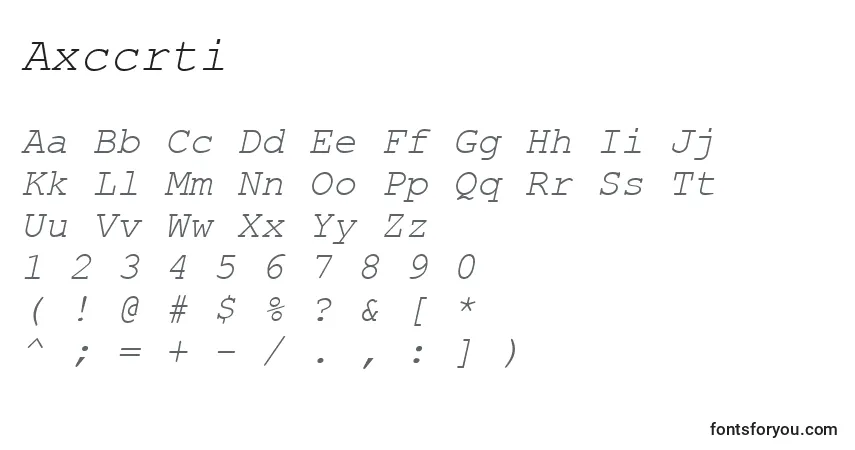 Schriftart Axccrti – Alphabet, Zahlen, spezielle Symbole