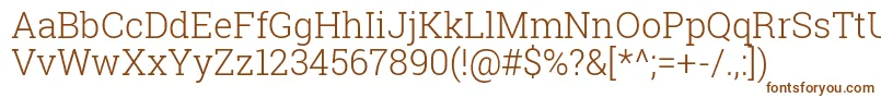 RobotoSlabLight-fontti – ruskeat fontit valkoisella taustalla