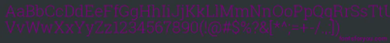 Czcionka RobotoSlabLight – fioletowe czcionki na czarnym tle