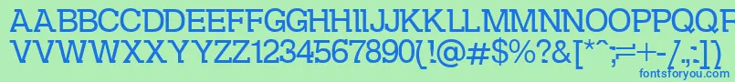 フォントKolovrat – 青い文字は緑の背景です。