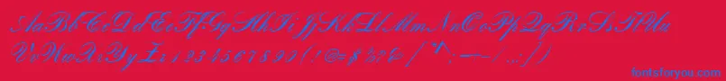 RomanticaScript Font – Blue Fonts on Red Background