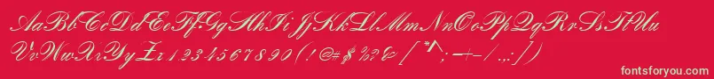 フォントRomanticaScript – 赤い背景に緑の文字