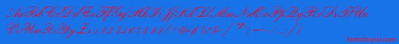 RomanticaScript Font – Red Fonts on Blue Background