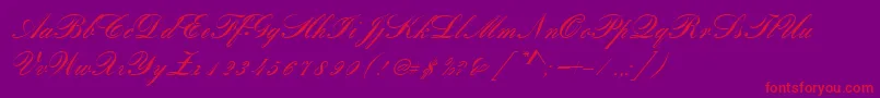 RomanticaScript Font – Red Fonts on Purple Background