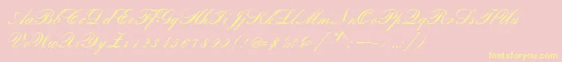 RomanticaScript Font – Yellow Fonts on Pink Background