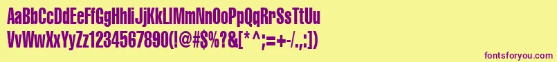 Cyrilliccompressed75 Font – Purple Fonts on Yellow Background
