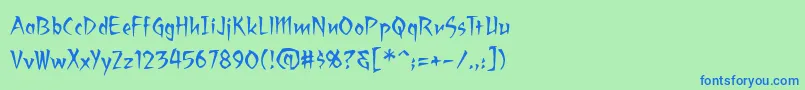 フォントRagingredlotus – 青い文字は緑の背景です。