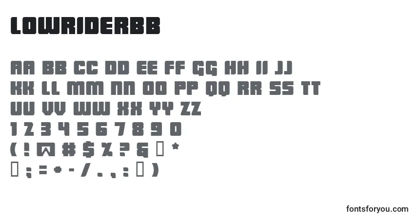 Schriftart LowriderBb – Alphabet, Zahlen, spezielle Symbole