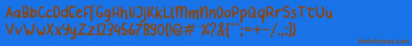 Beliday-Schriftart – Braune Schriften auf blauem Hintergrund