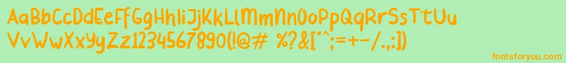 Beliday-Schriftart – Orangefarbene Schriften auf grünem Hintergrund