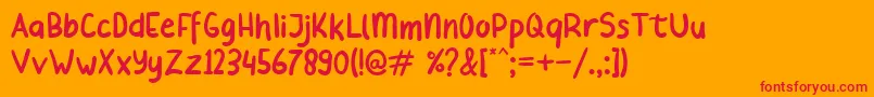 Beliday-Schriftart – Rote Schriften auf orangefarbenem Hintergrund