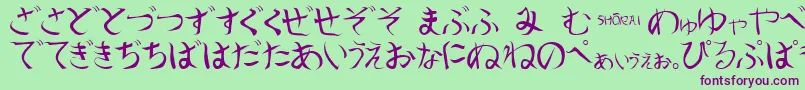ShoraiRegular Font – Purple Fonts on Green Background