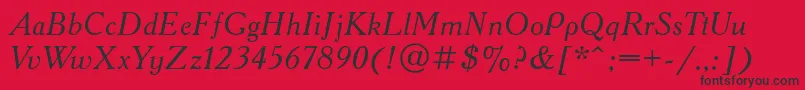 AcademycttItalic Font – Black Fonts on Red Background