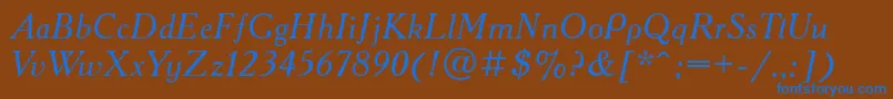 AcademycttItalic Font – Blue Fonts on Brown Background