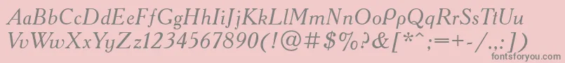 フォントAcademycttItalic – ピンクの背景に灰色の文字