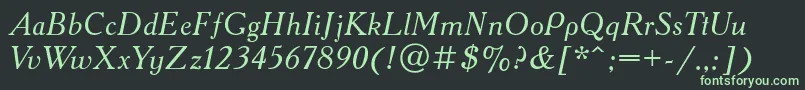 フォントAcademycttItalic – 黒い背景に緑の文字