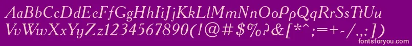 AcademycttItalic-Schriftart – Rosa Schriften auf violettem Hintergrund