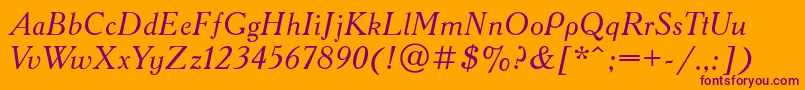 AcademycttItalic-fontti – violetit fontit oranssilla taustalla