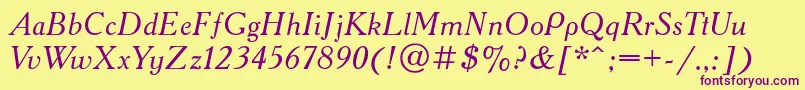 Шрифт AcademycttItalic – фиолетовые шрифты на жёлтом фоне