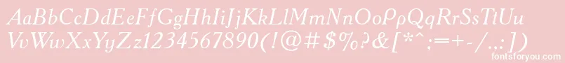 AcademycttItalic-fontti – valkoiset fontit vaaleanpunaisella taustalla