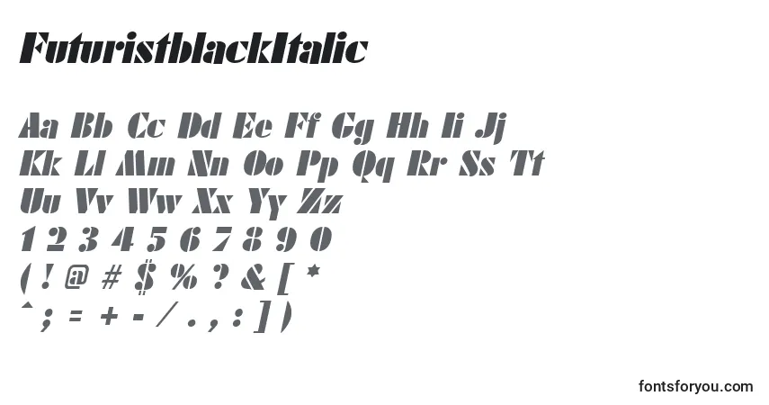 Police FuturistblackItalic - Alphabet, Chiffres, Caractères Spéciaux