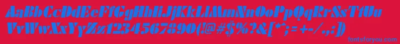 FuturistblackItalic Font – Blue Fonts on Red Background