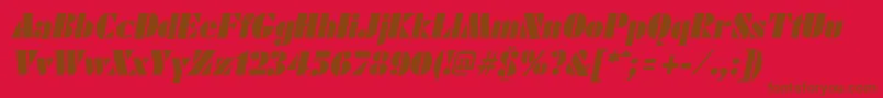 FuturistblackItalic Font – Brown Fonts on Red Background