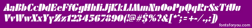 FuturistblackItalic-fontti – valkoiset fontit violetilla taustalla