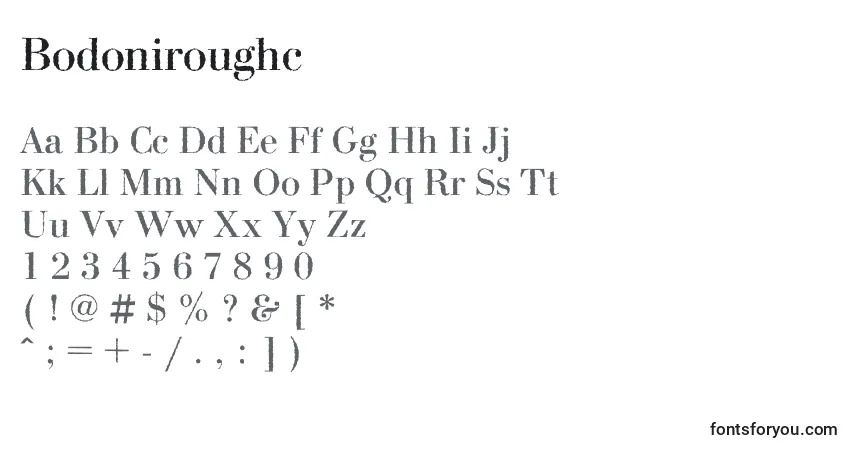 Bodoniroughc-fontti – aakkoset, numerot, erikoismerkit