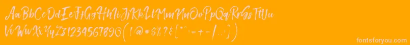 SmithenScript-Schriftart – Rosa Schriften auf orangefarbenem Hintergrund